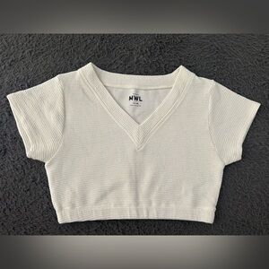 Madewell Cropped V-neck Tee Textured Size Medium